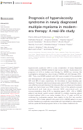 Cover page: Prognosis of hyperviscosity syndrome in newly diagnosed multiple myeloma in modern-era therapy: A real-life study