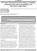 Cover page: New Onset Thyrotoxicosis Presenting as Vomiting, Abdominal Pain and Transaminitis in the Emergency Department