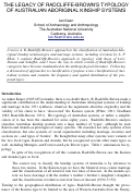 Cover page: The Legacy of Radcliffe-Brown's Typology  of Australian Aboriginal Kinship Systems