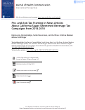 Cover page: Pro- and Anti-Tax Framing in News Articles About California Sugar-Sweetened Beverage Tax Campaigns from 2014-2018