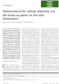Cover page: Nomenclature for cellular plasticity: are the terms as plastic as the cells themselves?