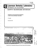 Cover page: Preliminary Environmental Investigations at the Lawrence Berkeley Laboratory