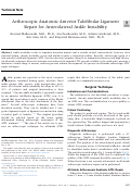 Cover page: Arthroscopic Anatomic Anterior Talofibular Ligament Repair for Anterolateral Ankle Instability