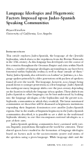 Cover page: Language Ideologies and Hegemonic Factors Imposed upon  Judeo-Spanish Speaking Communities