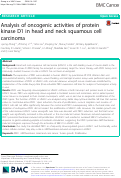 Cover page: Analysis of oncogenic activities of protein kinase D1 in head and neck squamous cell carcinoma