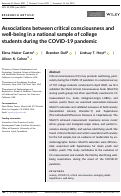Cover page: Associations between critical consciousness and well‐being in a national sample of college students during the COVID‐19 pandemic