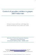 Cover page of Control of powdery mildew in grapes: 2007 field trials