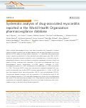 Cover page: Systematic analysis of drug-associated myocarditis reported in the World Health Organization pharmacovigilance database.