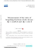 Cover page: Measurement of the ratio of branching fractions of the decays Λb0 → ψ(2S)Λ and Λb0 → J/ψΛ