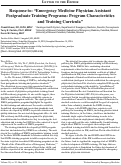 Cover page: Response to: “Emergency Medicine Physician Assistant Postgraduate Training Programs: Program Characteristics  and Training Curricula”