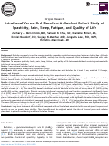 Cover page: Intrathecal Versus Oral Baclofen: A Matched Cohort Study of Spasticity, Pain, Sleep, Fatigue, and Quality of Life
