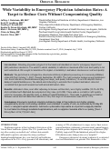 Cover page: Wide Variability in Emergency Physician Admission Rates: A Target to Reduce Costs Without Compromising Quality