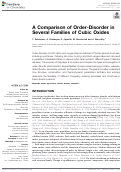 Cover page: A Comparison of Order-Disorder in Several Families of Cubic Oxides