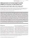 Cover page: CNS expression of murine fragile X protein (FMRP) as a function of CGG-repeat size.