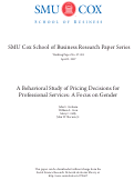 Cover page: A Behavioral Study of Pricing Decisions for Professional Services: A Focus on Gender