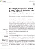 Cover page: Neural Pattern Similarity in the Left IFG and Fusiform Is Associated with Novel Word Learning