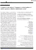 Cover page: A response to and caution of “Language is a critical mediator of autistic experiences within the criminal justice system”