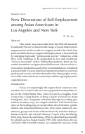 Cover page: New Dimensions of Self-Employment among Asian Americans in Los Angeles and New York