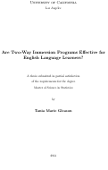 Cover page: Are Two-Way Immersion Programs Effective for English Language Learners?