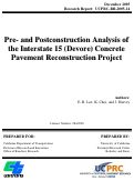 Cover page: Pre- and Postconstruction Analysis of the Interstate 15 (Devore) Concrete Pavement Reconstruction Project