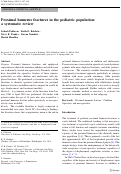 Cover page: Proximal humerus fractures in the pediatric population: A systematic review