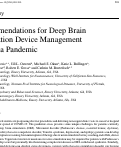 Cover page: Recommendations for Deep Brain Stimulation Device Management During a Pandemic