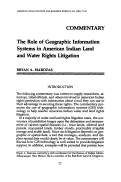 Cover page: The Role of Geographic Information Systems in American Indian Land and Water Rights Litigation