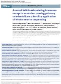 Cover page: A novel follicle-stimulating hormone receptor mutation causing primary ovarian failure: a fertility application of whole exome sequencing