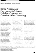 Cover page: Dental Professionals’ Engagement in Tobacco, Electronic Cigarette, and Cannabis Patient Counseling