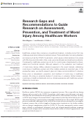 Cover page: Research Gaps and Recommendations to Guide Research on Assessment, Prevention, and Treatment of Moral Injury Among Healthcare Workers