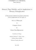 Cover page: Memory Page Stability and its Application to Memory Deduplication