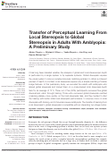 Cover page: Transfer of Perceptual Learning From Local Stereopsis to Global Stereopsis in Adults With Amblyopia: A Preliminary Study.