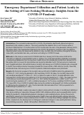 Cover page of Emergency Department Utilization and Patient Acuity in the Setting of Care-Seeking Hesitancy: Insights from the COVID-19 Pandemic