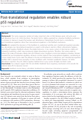 Cover page: Post-translational regulation enables robust p53 regulation