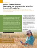 Cover page: Closing the extension gap: Information and communication technology in sustainable agriculture