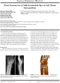 Cover page: Wrist Fracture in a Child Irreducible Due to Soft Tissue Interposition