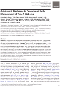 Cover page: Adolescent Disclosure to Parents and Daily Management of Type 1 Diabetes.