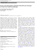 Cover page: Factors Associated with Use of Evidence-Based Practice Strategies in Usual Care Youth Psychotherapy