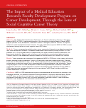 Cover page: The Impact of a Medical Education Research Faculty Development Program on Career Development, Through the Lens of Social Cognitive Career Theory