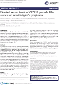 Cover page: Elevated serum levels of CXCL13 precede HIV-associated non-Hodgkin's lymphoma