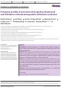 Cover page: Proteomic profiles of prevalent mild cognitive impairment and Alzheimer's disease among adults with Down syndrome