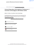 Cover page: Context-Dependent Heterogeneous Preferences: A Comment on Barseghyan and Molinari (2023)