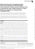 Cover page: Daily Preventive Zinc Supplementation Decreases Lymphocyte and Eosinophil Concentrations in Rural Laotian Children from Communities with a High Prevalence of Zinc Deficiency: Results of a Randomized Controlled Trial
