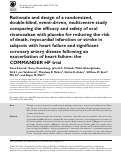 Cover page: Rationale and design of a randomized, double‐blind, event‐driven, multicentre study comparing the efficacy and safety of oral rivaroxaban with placebo for reducing the risk of death, myocardial infarction or stroke in subjects with heart failure and significant coronary artery disease following an exacerbation of heart failure: the COMMANDER HF trial