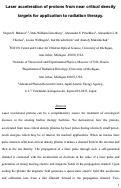 Cover page: Laser acceleration of protons from near critical density targets for application to radiation therapy
