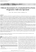 Cover page: Clinical Assessment of a Customized Free-Form Progressive Add Lens Spectacle