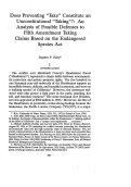 Cover page: Does Preventing "Take" Constitute an Unconstitutional "Taking"?: An Analysis of Possible Defenses to Fifth Amendment Taking Claims Based on the Endangered Species Act