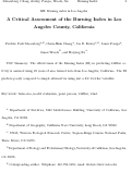 Cover page: A Critical Assessment of the Burning Index in Los Angeles County, California