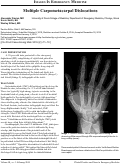 Cover page: Multiple Carpometacarpal Dislocations