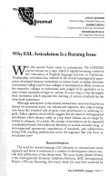 Cover page: Why ESL Articulation Is a Burning Issue